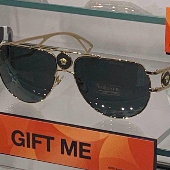 Versace UNISEX Gold Metal Aviator Sunglasses Grey Lens main image 3